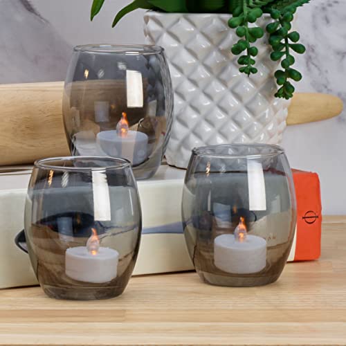 Elements 5295533 Set Of 3 3.1X3.1X3.5 Inch Gray Glass Egg Shaped Votive Holder thumb #4