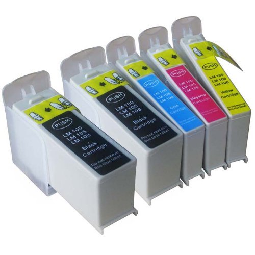 5u00a0Unidades (1u00a0Juego completo + 1u00a0Negro Extra) COMPATIBLES Cartuchos de tinta reemplazo para Lexmark 100u00a0Lexmark 108u00a0u0096u00a0Cartucho de S815u00a0Lexmark Impact S305u00a0Lexmark Interact S605u00a0Lexmark Interpret S405u00a0Lexmark Intuition S505u00a0Lexmark Pinnacle Pro 901u00a0Lexmark Platinum Pro 905u00a0Lexmark Prestige Pro 805u00a0Lexmark Prevail Pro 705u00a0Lexmark Prospect Pro 205u00a0Impresora Lexmark 100u00a0014u00a0N1068E 014u00a0N1069E 014u00a0N1070E 014u00a0N1071E