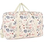 For Airlines Large Cabin Bag 56x45x25 Foldable Travel Duffel Bag Holdall Tote Carry on Luggage Overnight for Women and Men 40L (Beige Flamingo)