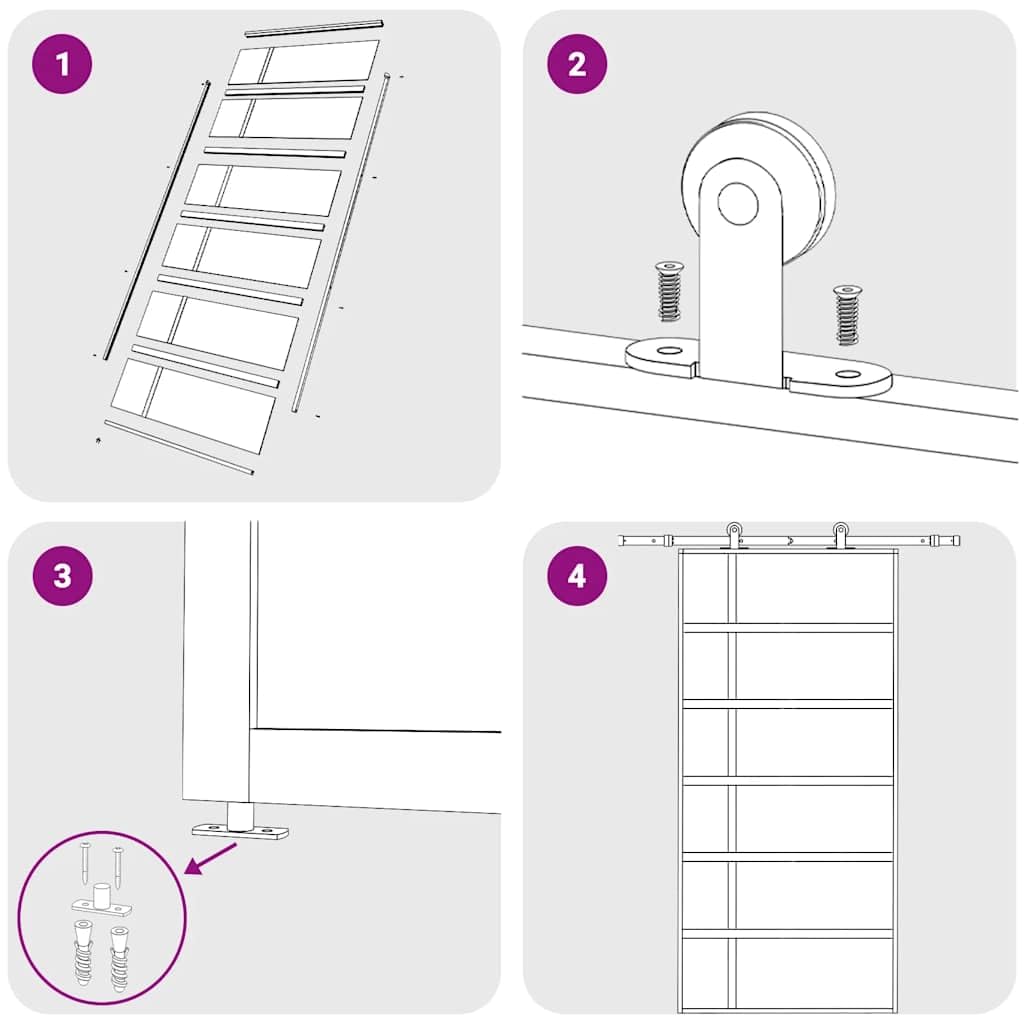 vidaXL Puerta Corredera Herrajes Entrada Corrediza Deslizante Cuarto de Baño Salón Sala de Estar Habitación ESG Vidrio y Aluminio Blanca 102,5x205 cm