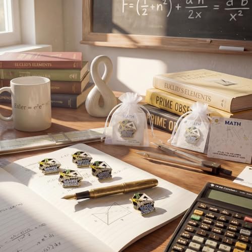 Image of Liliaafar 30 Pcs Math Lapel Pins Gifts Mathematics Award Pi Pins with Cards Bulk for Math Club Student Teacher 2026 Graduation