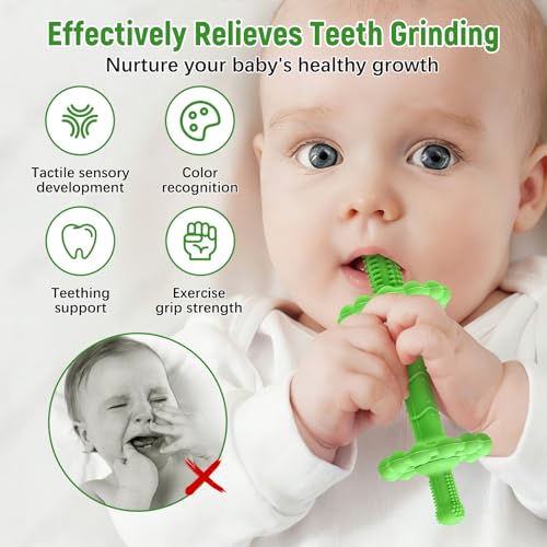 Image of 4 Pack Baby Teething Toys - Anti-Choking Design | Easy to Clean Toddlers Silicone teether Tubes- Teething Relief for Babies 0-3-6-12 Months