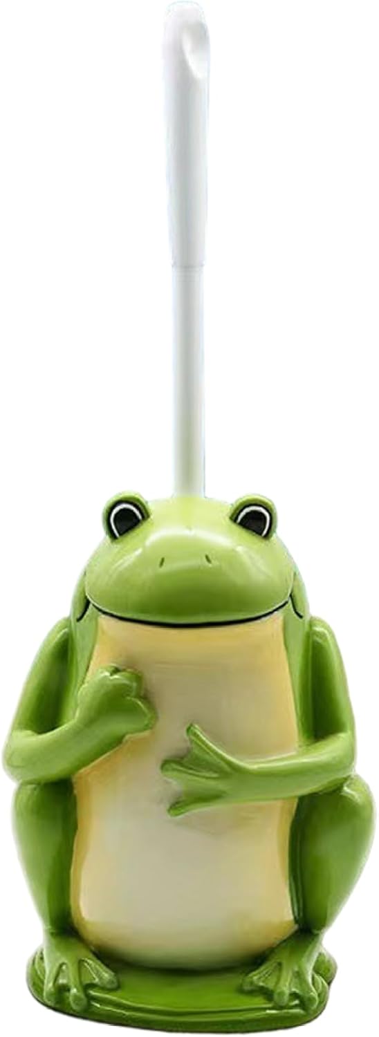 Toilet Brush and Holder Set, 5.5x14.4 Inch Resin Cute Toilet Brush, Lively Frog Bathroom Decor, Fadeless Bathroom Accessories
