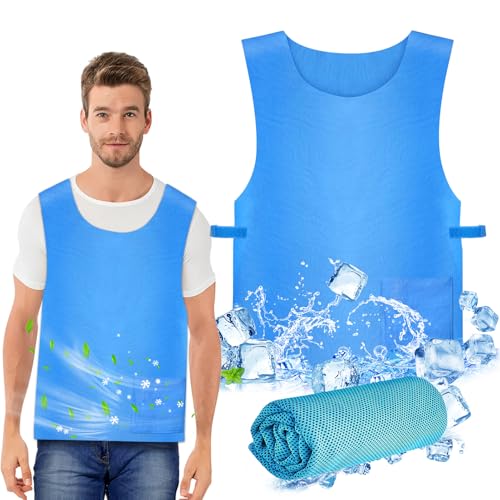 Chaleco Hielo,Insolación refrescante Verano para Hombres y Mujeres, chaleco de enfriamiento evaporativo, para trabajo al aire libre, equitación, correr