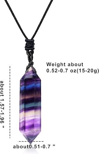 Miniatura 2 de Apengshi Colgante de cristal curativo natural de doble punta, collar de cuarzo de cristal natural, 6 chakras facetados, varita de cristal de