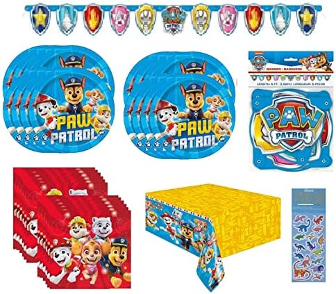 Paw Patrol Party Supplies Bundle Pack includes 16 Lunch Plates, 16 Lunch Napkins, 1 Table Cover, 1 Party Banner (Bundle for 16) image 3