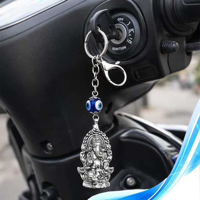 Image of GJ Premium Turkish Evil Eye Keychain for Car, Bike & Home | Nazar Protection Keychain, Good Luck Charm | Spiritual Metal Key chain for Men & Women