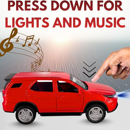 Image of toyco Alloy Metal SUV Toy Car for Kids | Pull Back Unbreakable Small Toy Cars | Openable Doors, Smooth & Shiny Edges |1:36 Scale | Gift Toys for Boys and Girls Age 3+ | (Fortuner red)