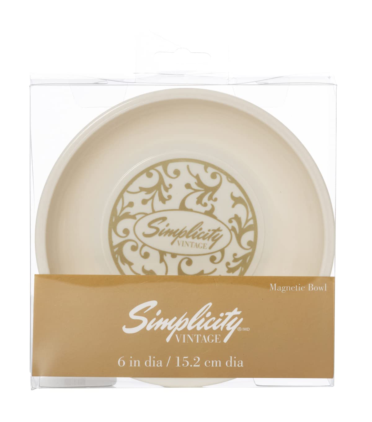 Simplicity Vintage 5075022006 Retro Pattern Artwork Small Magnetic Bowl for Sewing, 6" Diameter,Multicolor