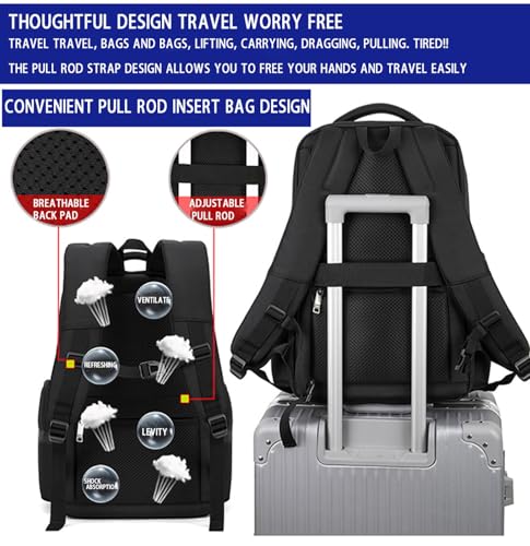 Backpack Men's Multilayer Backpack Business Casual Bag Large Capacity Multifunctional Computer Bag,waterproof, fits 15.6inch notebook(Black)4