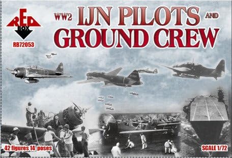 RED BOX Plastic Model Figures WW2 IJN Pilots and Ground Crew 42 Figures in 14 Poses 1/72 72053