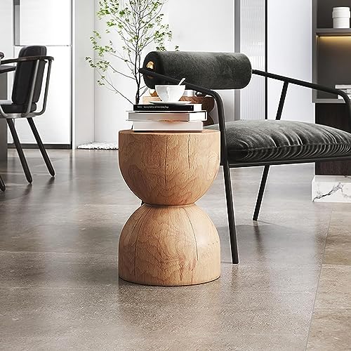 Image of Portable Side Tables Solid Wood End Table Creative Round Coffee Table Home Furniture Bedside Table Rustic Center Table