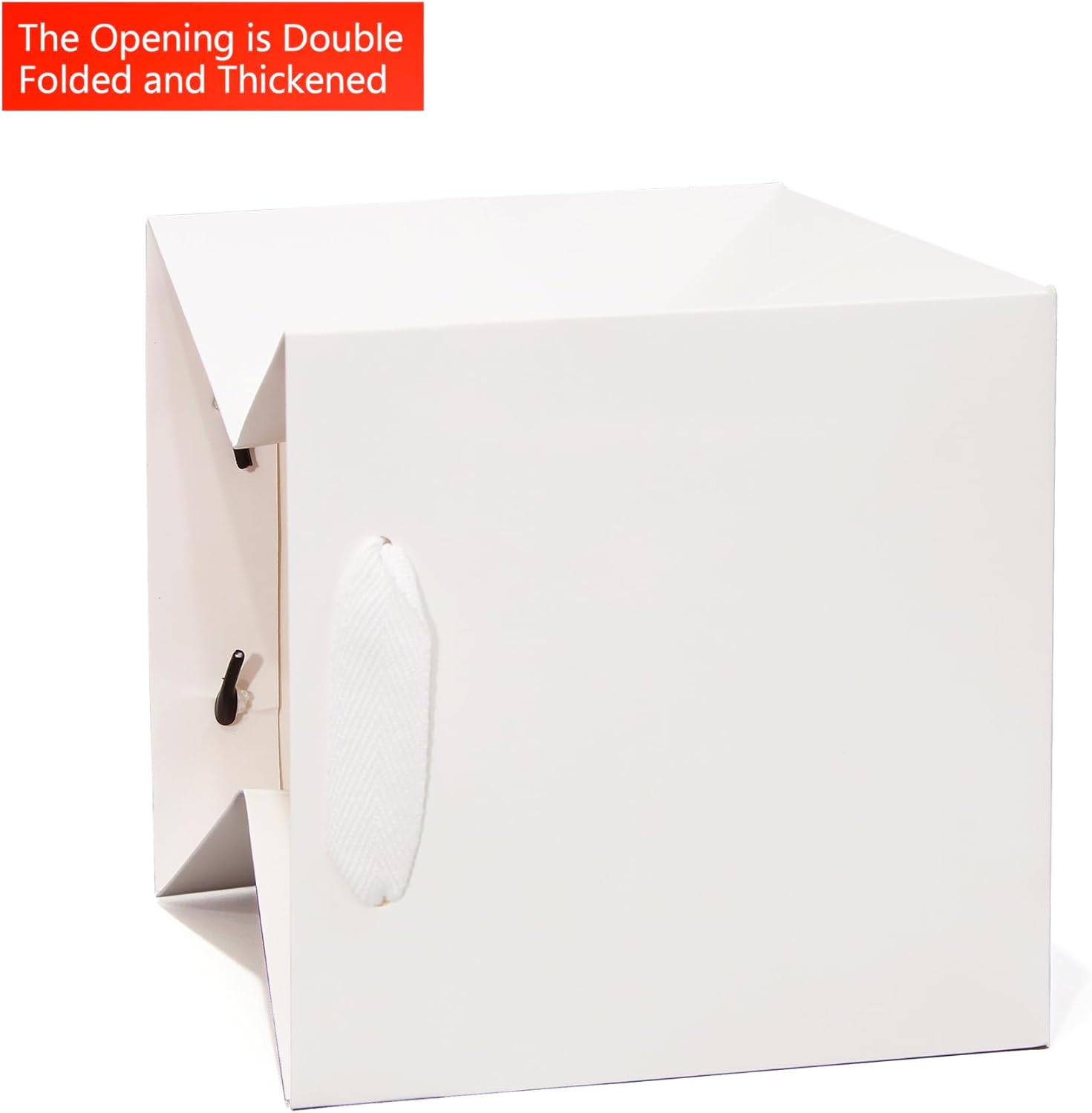 White Paper Gift Bag Small Square Bottom Kraft Paper Bags with Handles for Wedding Baby Shower Birthday Party (White, 8 x 8 x 8 in, 10 CT) - Image 3