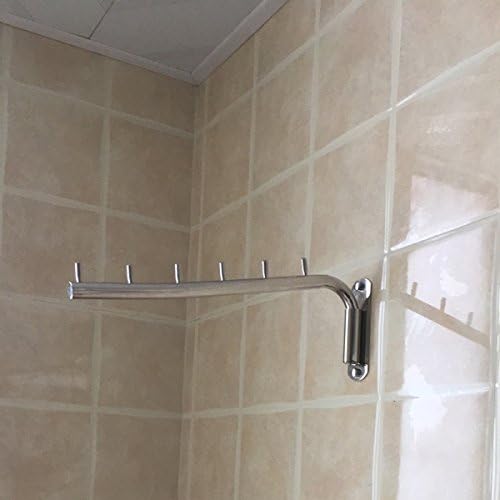 Miniatura 3 de Da Jia Percha de ropa giratoria cepillada de acero inoxidable de 12.6 pulgadas con soporte para brazo oscilante para almacenamiento en el armario