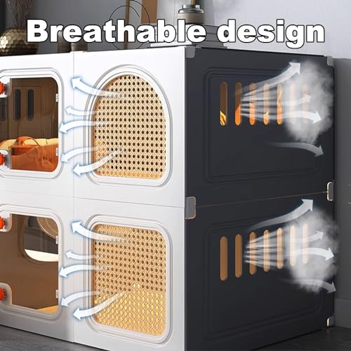 Cage pour chat anti-odeur avec bac à litière et ventilation facile à nettoyer