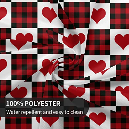 Valentine's Tablecloth Buffalo Plaid Tablecloth Round Tablecloth 60 Inch Washable Table Covers Reused Red Heart Tablecloth Mother's Day Home Parties Holiday Dinner Party Kitchen Dining Room Decor #TOP2