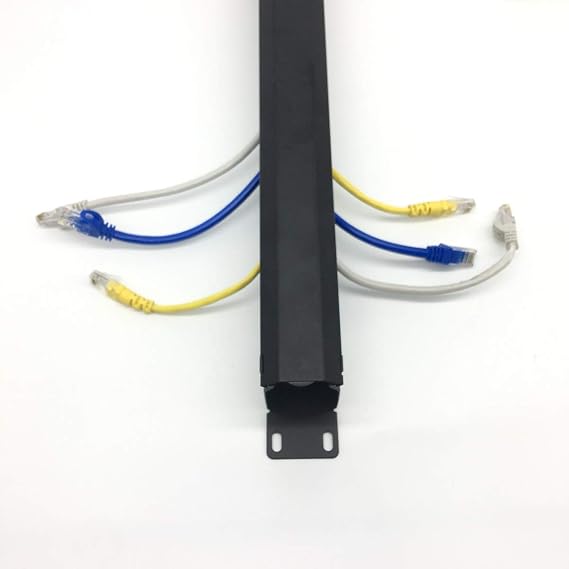 2 Pack- Metal 1U 19 Inch Cable Manager 12 Big Slots Horizontal Rack Mount Wire Organizer Cable Management System with Cover and Mounting Screws for 19 Network Cabinet(1UCM12S2PC)