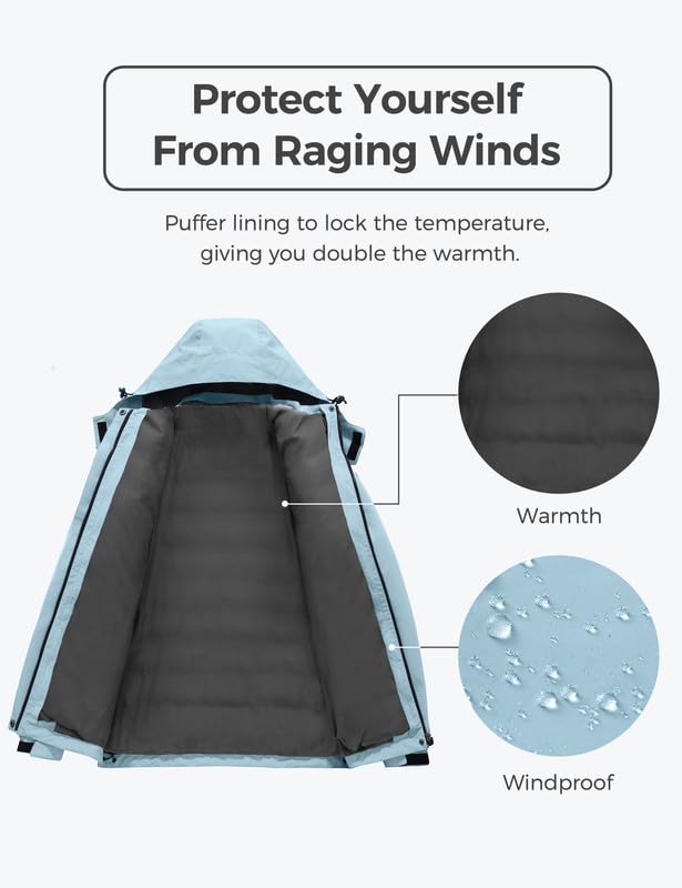 Image of Wantdo Women's 3 in 1 Waterproof Ski Jacket Windproof Winter Snow Coat Snowboarding Jackets Warm Raincoat
