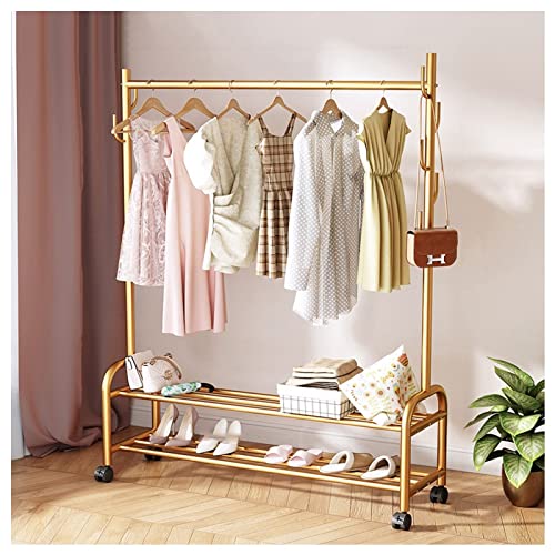 Portant à vêtements roulant doré 60 cm au fini brillant raffiné