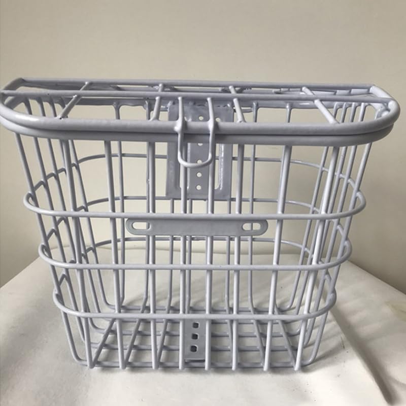 Cestino per bici elettrica Cestino per bici interamente in metallo, anteriore e posteriore, bianco, decorativo da appendere