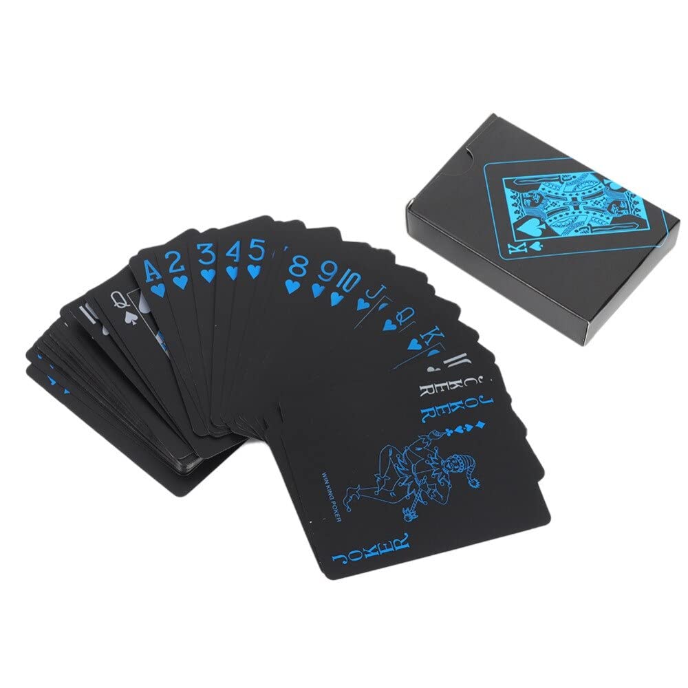 Linist Plastic Poker Pvc Waterproof Playing Cards Luxury Cool Black Foil Poker Playing Cards Standard Size 52 + 2 Poker for Adult, Pack of 1 (B09RR2J8JT) Amazon Price History, Amazon Price Tracker