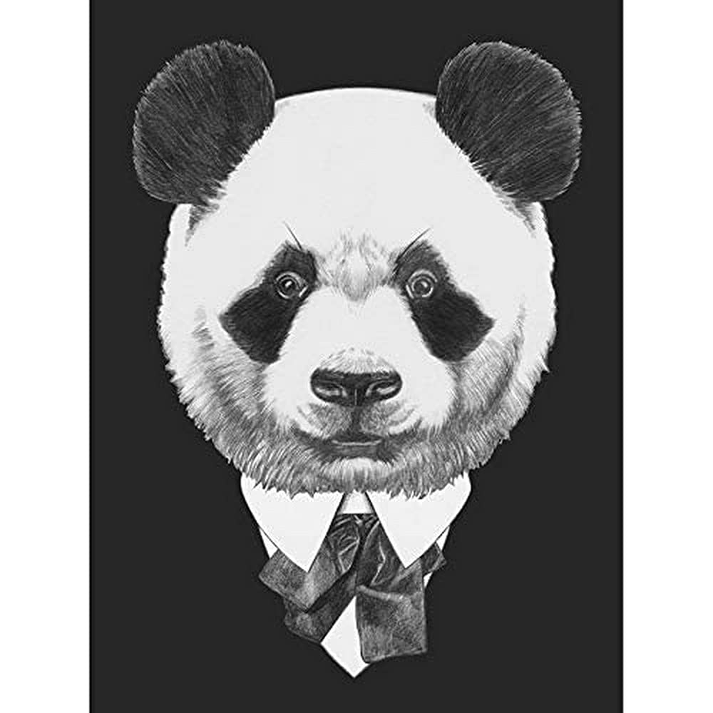 Wee Blue Coo Bow Tie Panda Bear Drawing Art Print Canvas Premium Wall Decor Poster