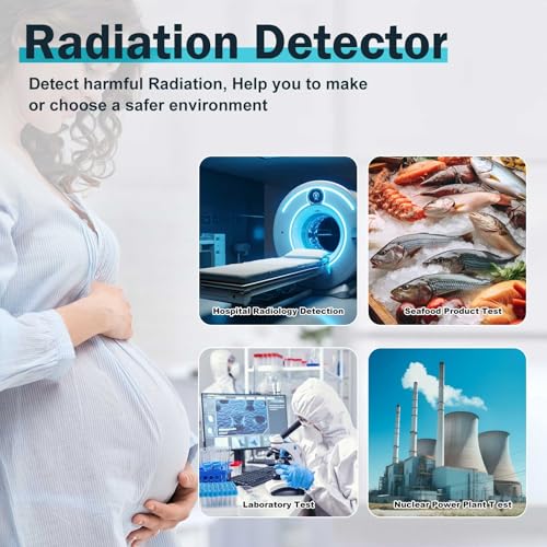 Image of Xin Tester Geiger Counter Nuclear Radiation Detector, Portable Radiation Dosimeter Beta β Gamma γ X-ray Detection Meter for Food Industrial Medical with LCD Display 5 Dosage Units