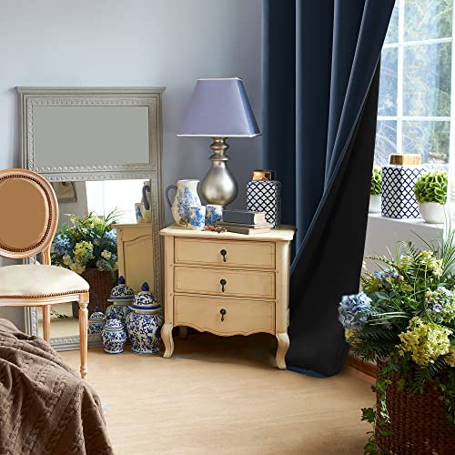 Deconovo 100% Blackout Curtains For Bedroom, 72 Inches Long Curtain Drape 2 Panels, Room Darkening Soundproof Window Treatment For Nursery(Navy Blue, 52W X 72L Inch, 2 Panels) #TOP5