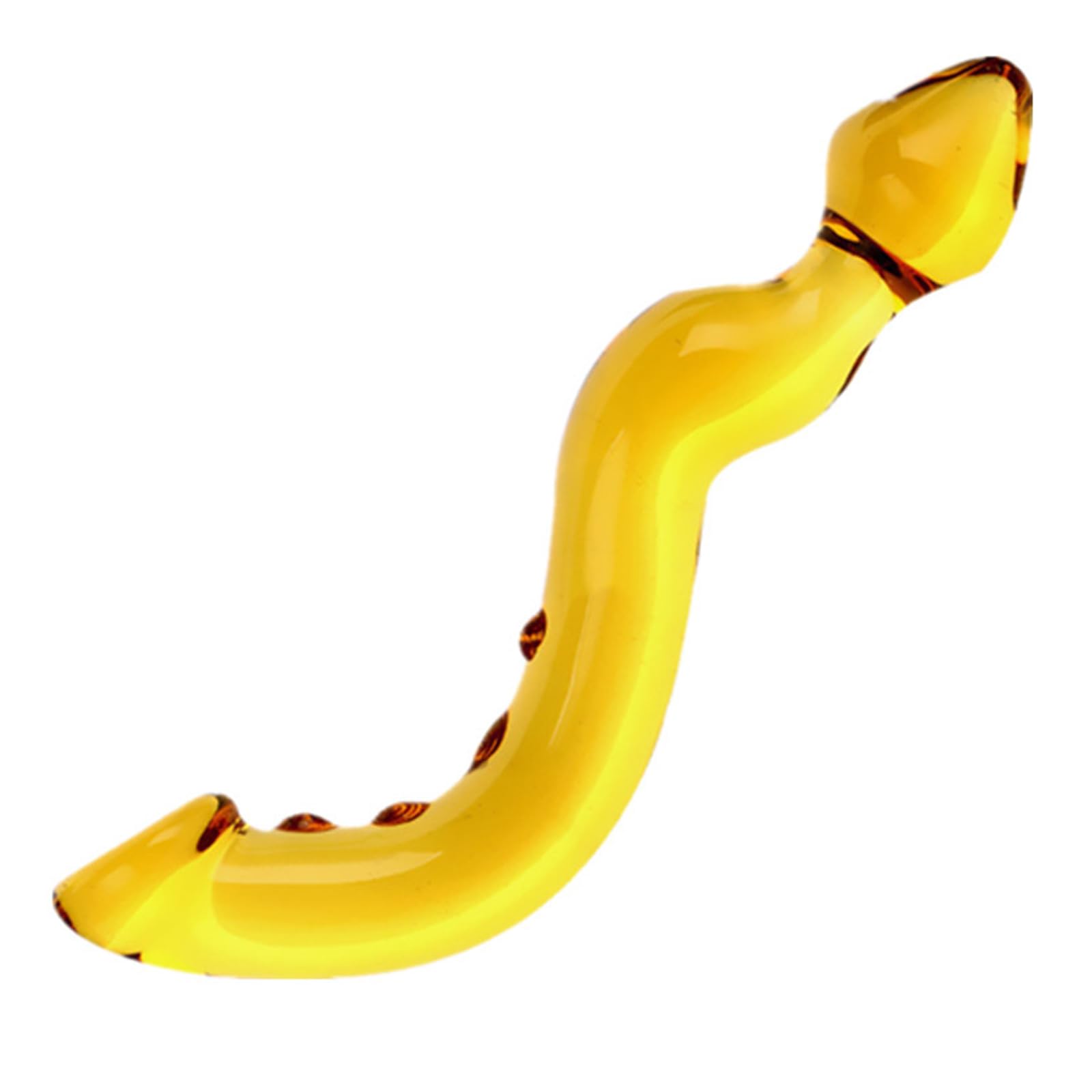 Glass Bent Pleasure Wand Double-Ended Butt Plug G-spot Stimulation Dildo,Double Ended Anal Beads Butt Plug Crystal Dildo Massager Anal Sex Toy Masturbation Penis Anal Plug for Men Women