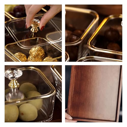 Platos de cristal hechos a mano para servir platos divididos para sushi, queso, postres y aperitivos, bandeja de compartimento fácil de limpiar para patatas fritas y salsas