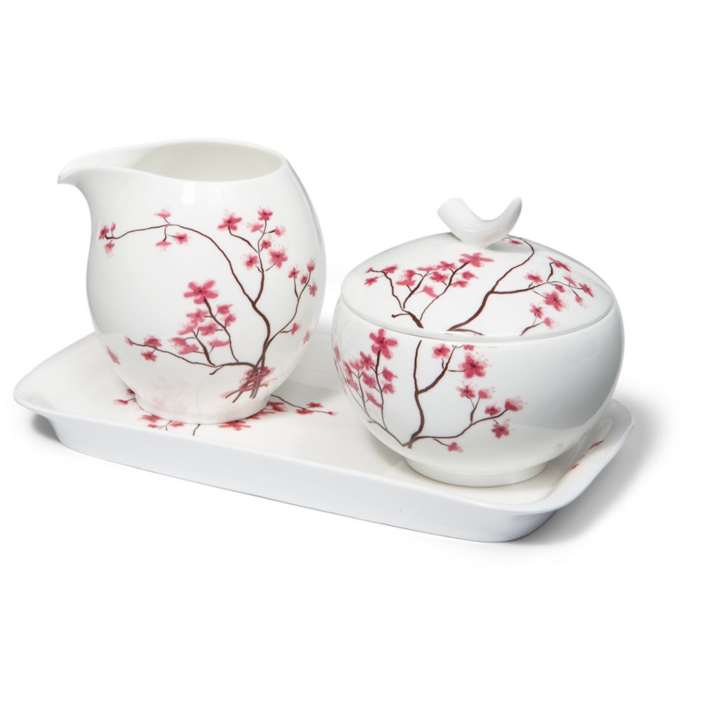 TeaLogic - Cherry Blossom - Set bricco per latte e zuccheriera, motivo: Ciliegi in Fiore