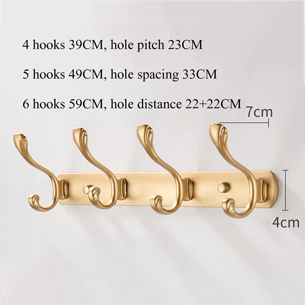 ISCBAFYX Toallero Percha para Ropa Gancho de Aluminio Estante Montaje en Pared Ganchos para Sombreros Sin Perforación Espacio Autoadhesivo para Cocina Sala de Estar-Oro C_6 ​​Ganchos Accesorios de
