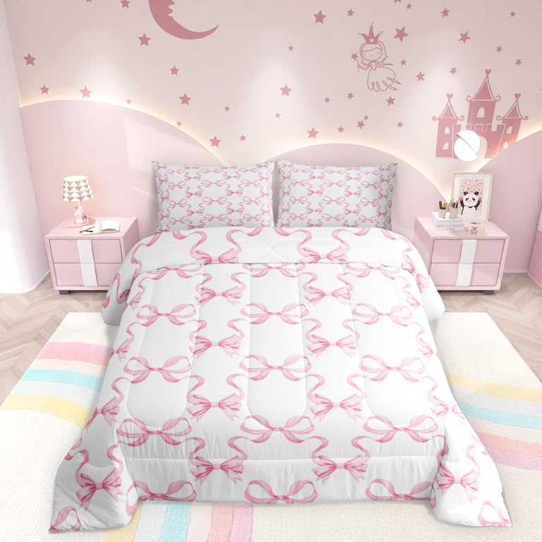 Parure de lit 3 pièces rose avec housse de couette et taies d'oreiller Manfei