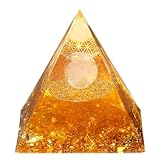 ZHIYUXI 2.4' Citrine Crystals and Healing Stones Yellow Healing Crystals Orgone Pyramid for Attracts Lucky Gifts for Women Men Home Decor Gemstones Energy Balance Reiki