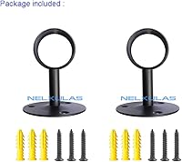 Vista 3 de Barra de armario de acero inoxidable resistente, extremo de barra de cortina soporta enchufe con tornillos a juego (1-1/2 pulgadas, negro)