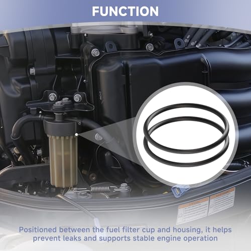 Image of (2pcs) 6P3-24564-00-00 Fuel Filter Gasket Compatible with Yamaha Outboard 4-Strokes Engine F150 F175 F200 F225 F250 F300 F350 Models Fuel Filter Cup Seal O-Ring Replacement