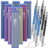 Nezyo 6 Pieces Welders Pencil with 96 Pieces 2 mm 8 Colors Round Refills Drafting Pencil Colored Mechanical Pencils Welding Marker Metal Pen for Construction Tool Steel Tube Fitter