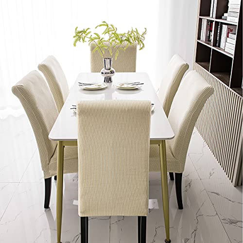 Coolbebe Chair Covers For Dining Room 6 Pack, High Stretchy Dining Chair Slipcovers Washable, Removable Armless Parsons Chair Protector Covers For Home, Hotel, Restaurant, Banquet (Beige) #TOP5