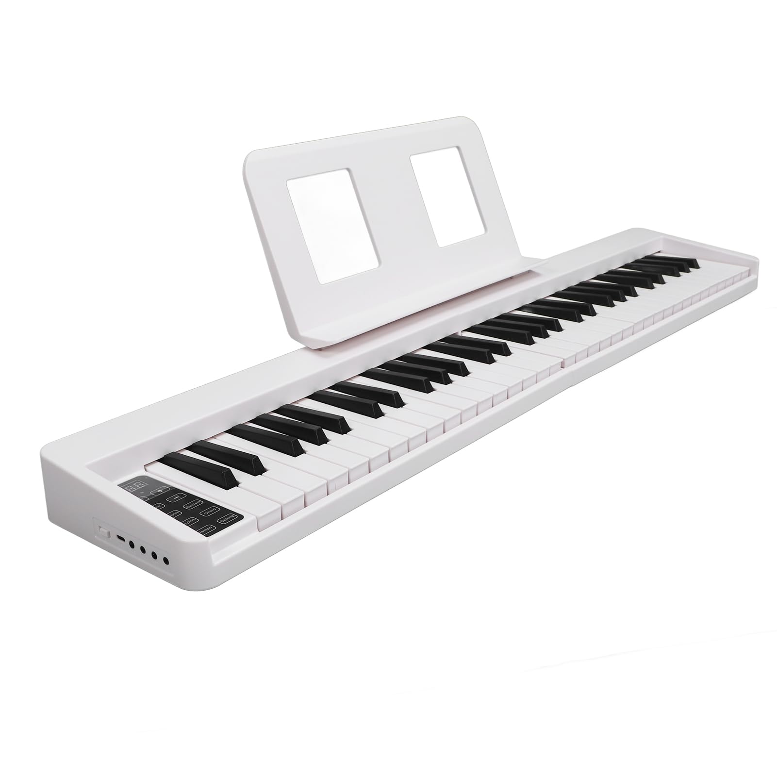 Pianino Elektroniczne 61 Klawiszy, Przenośna Składana Klawiatura Fortepianowa dla Początkujących (WHITE)