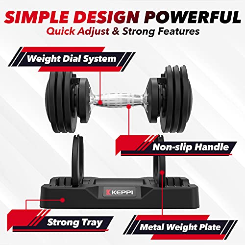 Keppi Adjustable Dumbbells Set-25Lb Pair Dumbbells With Anti-Slip Metal Handle For Exercise & Fitness Fast Adjust Weight For Full Body Workout Fitness… #TOP6