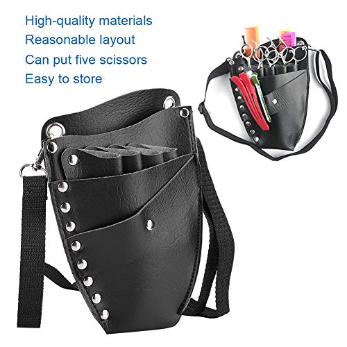 Sonew Scherentasche Friseur, Friseur Werkzeugtasche zur Aufbewahrung von Schere, Haarspange und Kamm, Gürteltasche mit Abnehmbarem Gürtel (Schwarz)