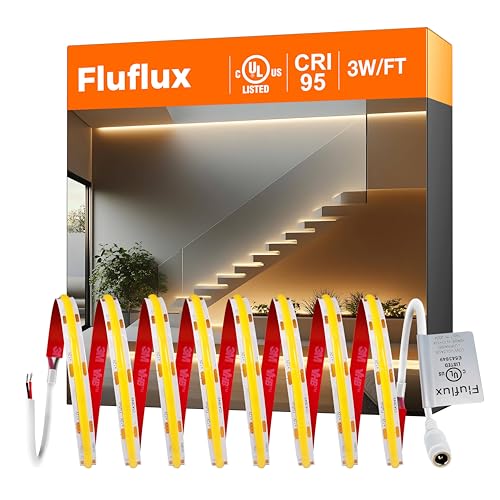 Image of COB LED Strip Lights White 3000K, Premium 12V DC Tape Light with Strong 3M VHB Backing, CRI 95, UL Listed, Cuttable, Dimmable for Pros, Bedroom, Kitchen, Cabinets (NO Power Supply)