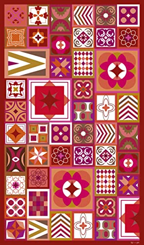 DobleUve Estudio Alfombra Vinílica Hidráulica 02 | Color Roja | 65x200 cm | Alfombra Cocina Lavable Antideslizante | Alfombra Vinilica | Suelo Vinílico | Alfombra Vinilo Salón