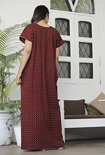 Image of G4Girl Pure Cotton Embroidery Nighty for Women's | Night Gown | Nighty | Nightdress | Maxi | Sleepwear | Jaipuri Nighty | Nighties | Gown