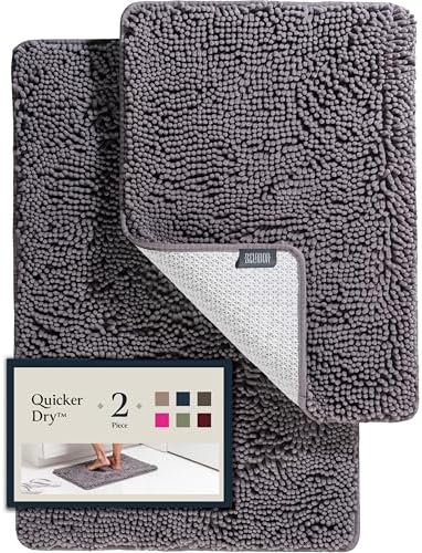 BELADOR Bathroom Rugs Sets 2 Piece- Plush Bath Mat Set Quick-Dry Soft Chenille Mat with Rubber Backing, Absorbent Rug Set, Washable Bath Rugs - Bath Mats 24x17 + 30x20