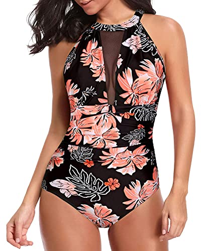Tempt Me Women One Piece Swimsuit High Neck Plunge