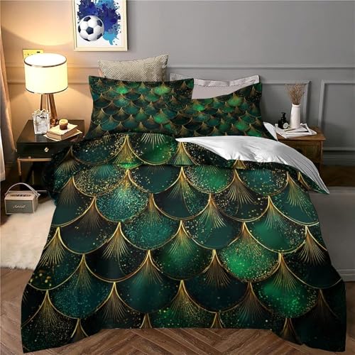 Housse de couette 3D émeraude avec parure de lit microfibre fantaisie single