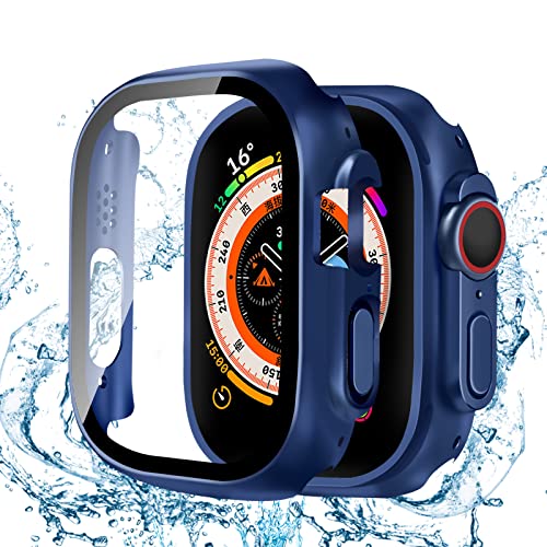 YUGYUG 対応 Apple Watch ケース Ultra 3/2/1 Apple Watch カバー PC素材 IP68 防水 アップルウォッチ ケース ガラスフィルム 一体型 日本旭硝子材 二重構造 アップルウォッチ カバー 全面保護 強化ガラス
