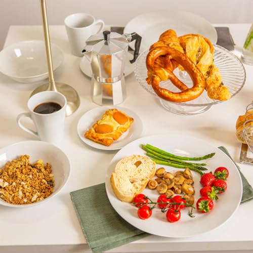 Argon Tableware 18-Piece White Dinner Set - 6 Person Dining Set Kitchen Dinnerware Dinner Plates, Dessert Dish, Pasta Cereal Bowls Set for Starters, Mains, Dessert - Image 4