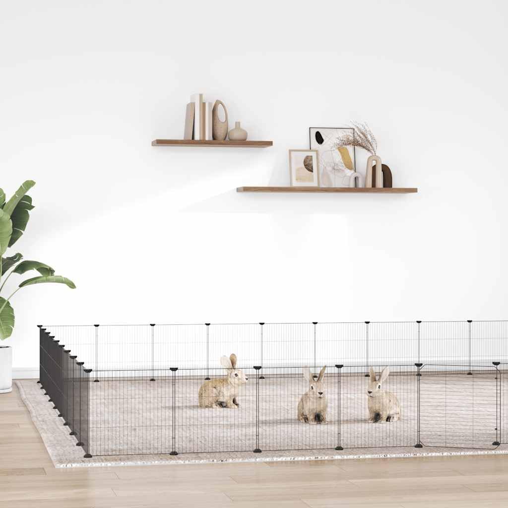 Hamster Käfig 36-teilig aus Stahl Schwarz 35x35 cm mit Tür für Meerschweinchen Kaninchen Nager Frettchen Degu Indoor Outdoor